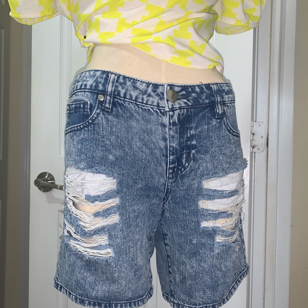Distressed Denim Shorts